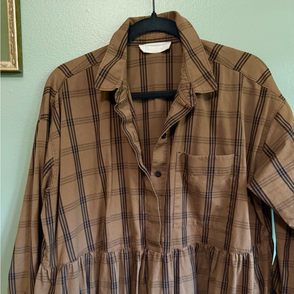 Everlane ‘The Field’ Shirt Dress in Mocha Plaid - Picture 8 of 13
